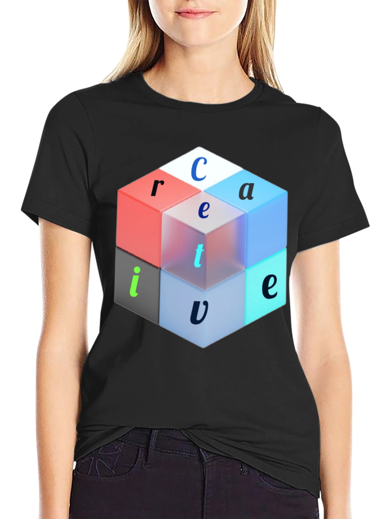 Creative Cube Graphic Tee - Modern Design