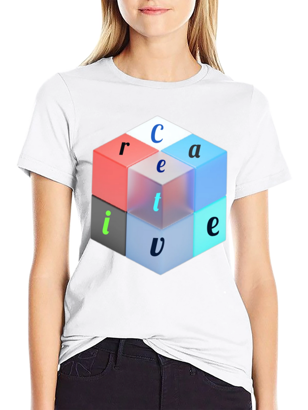 Creative Cube Graphic Tee - Modern Design