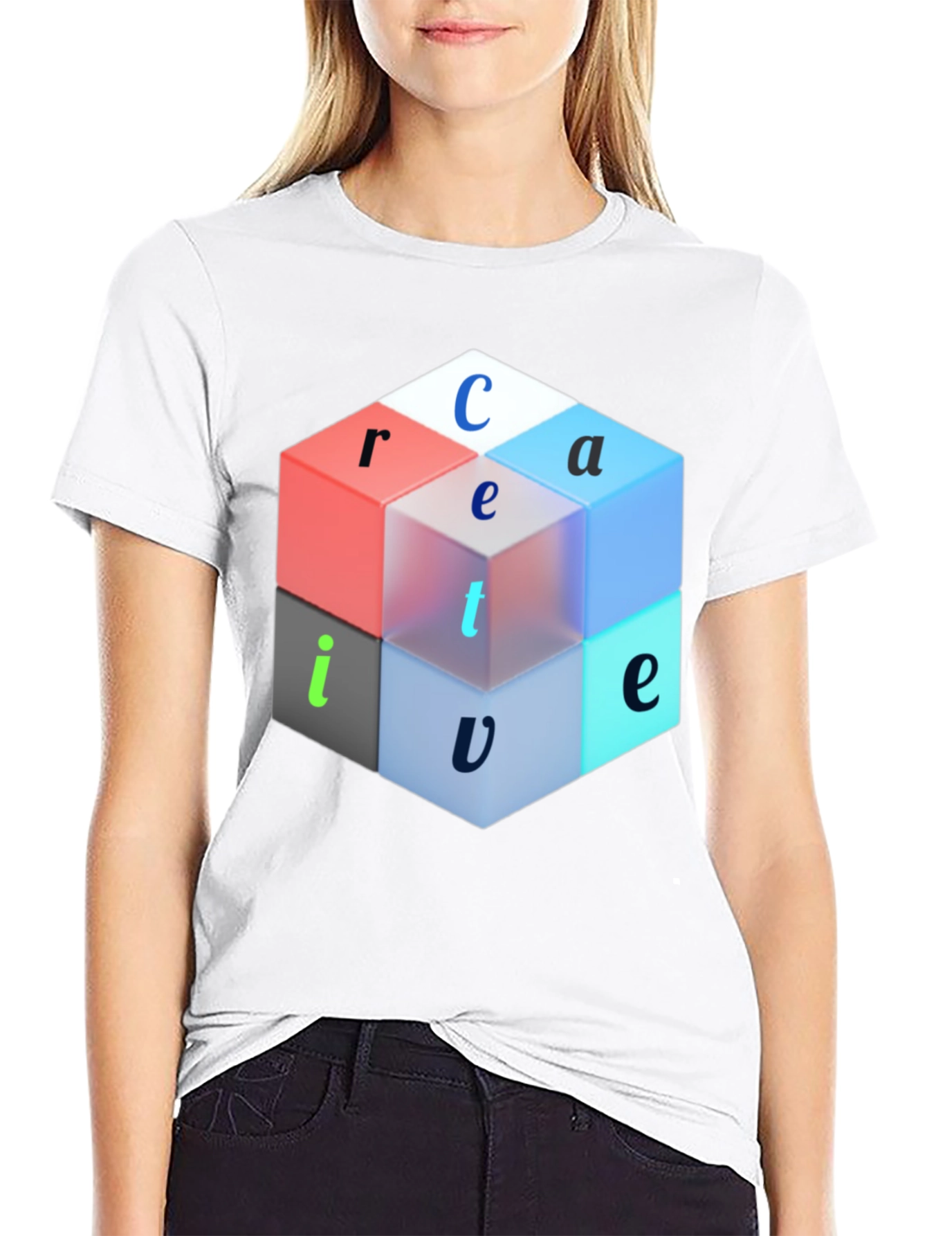 Creative Cube Graphic Tee - Modern Design