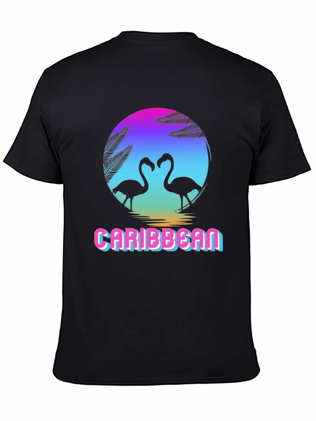 Caribbean Flamingo Black T-Shirt