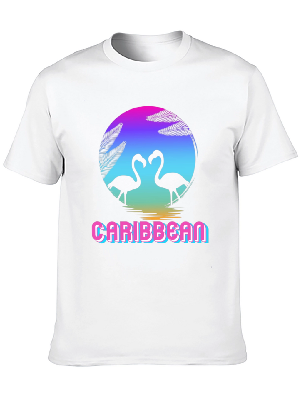 Caribbean Flamingo Black T-Shirt