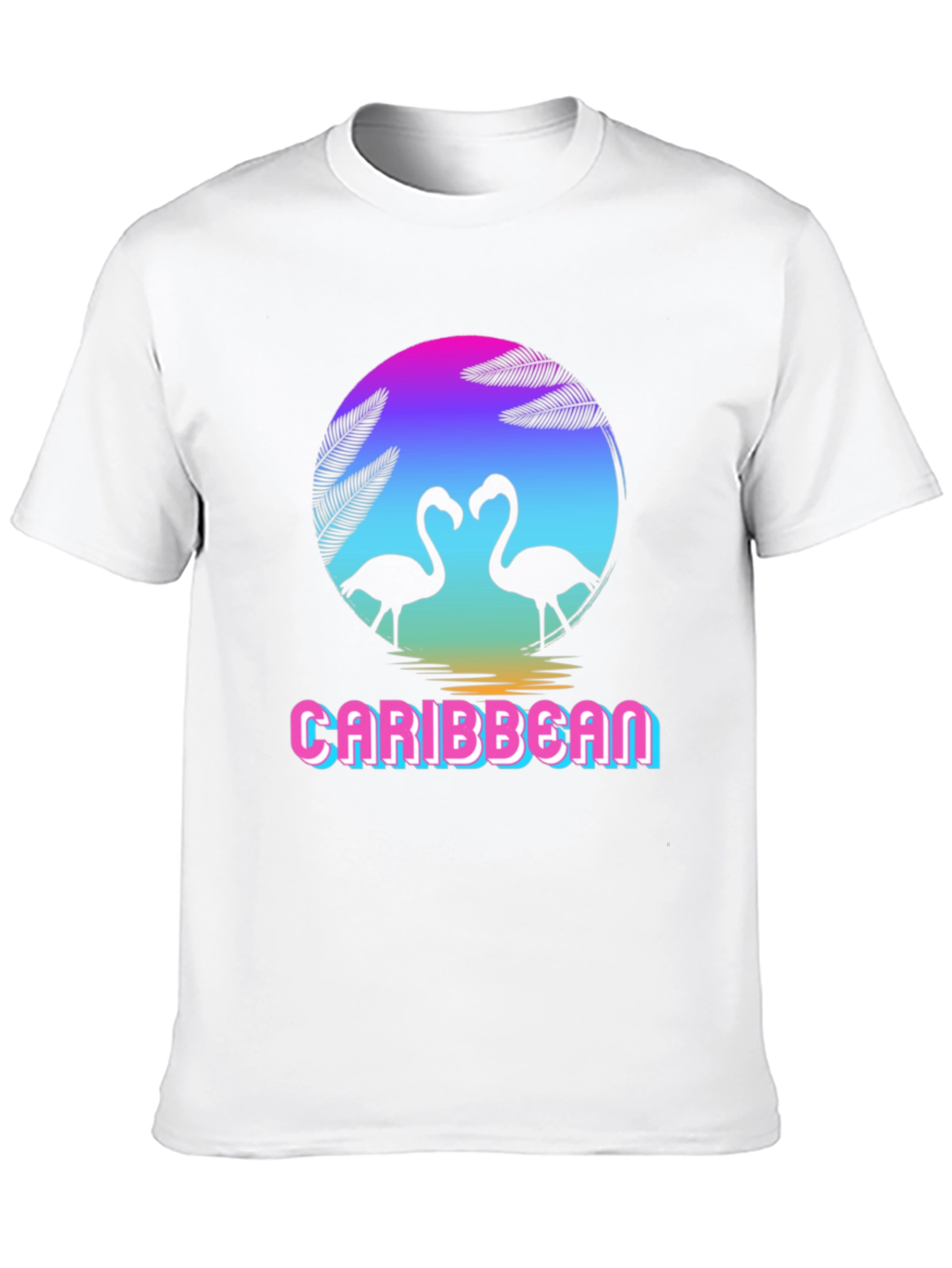 Caribbean Flamingo Black T-Shirt