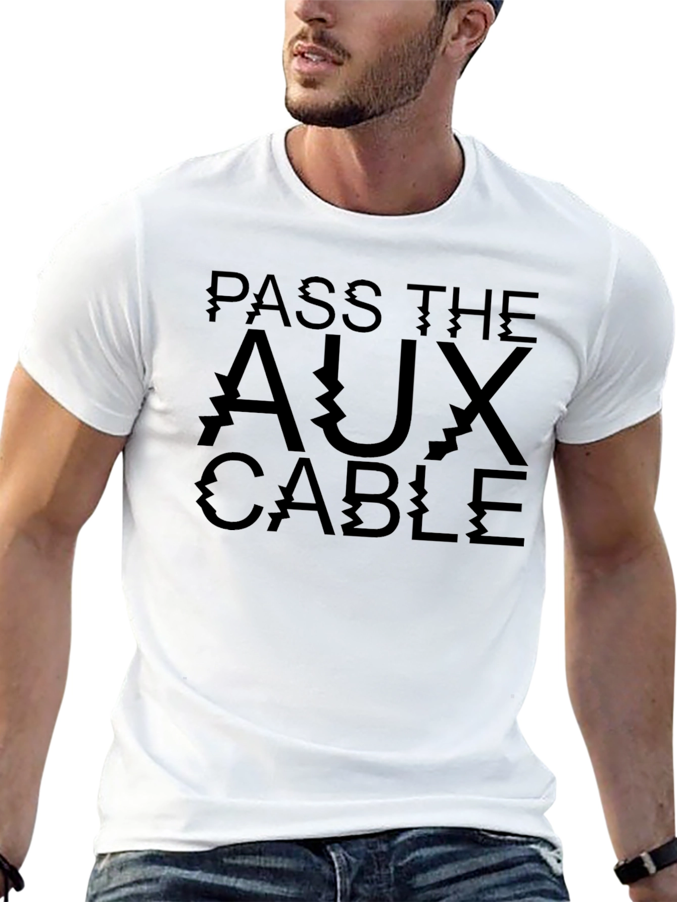Pass the Aux Cable Black Graphic Tee