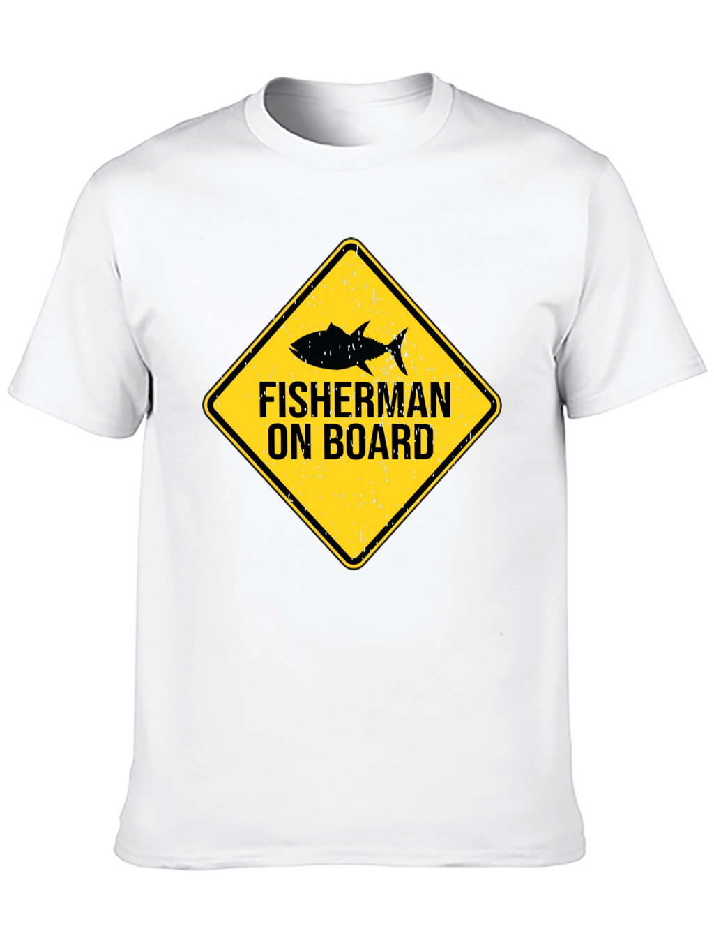 Fisherman On Board Black Cotton T-Shirt