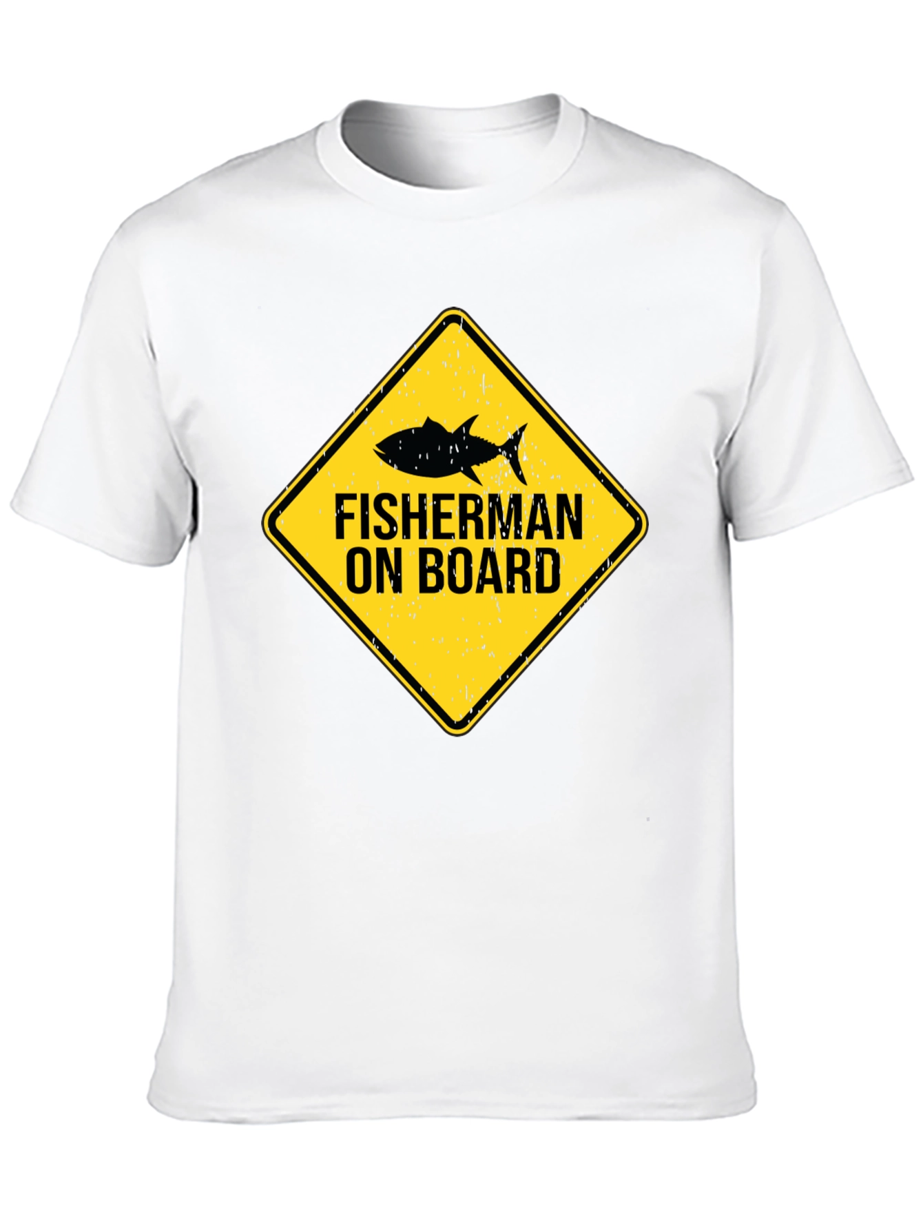 Fisherman On Board Black Cotton T-Shirt