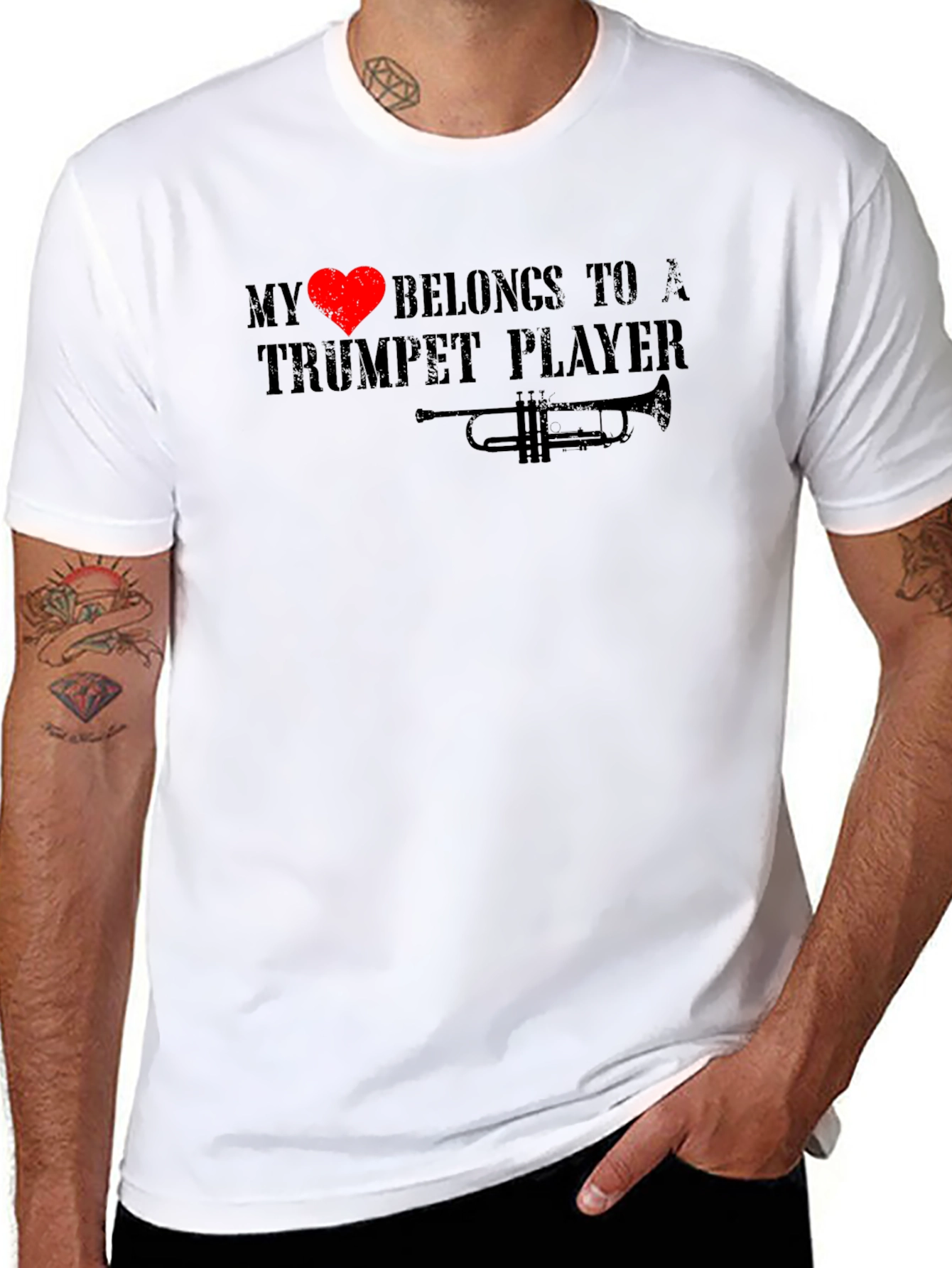My Heart Belongs to a Trumpet Player Black T-Shirt
