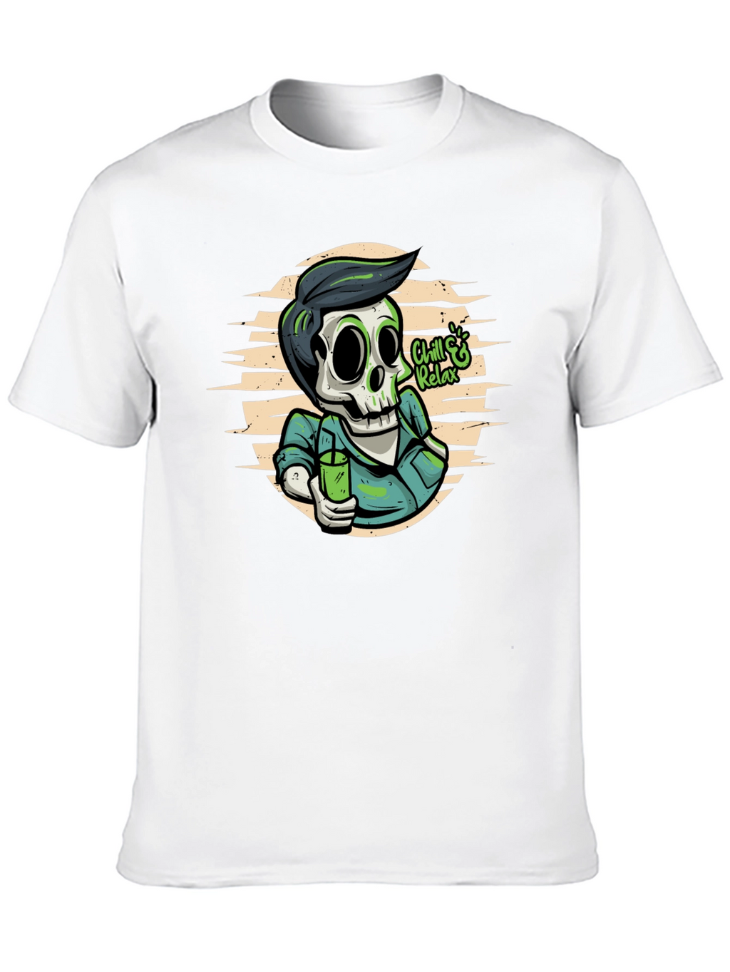 Chill & Relax Skeleton Graphic Tee - Black