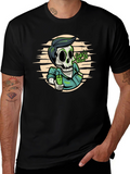 Chill & Relax Skeleton Graphic Tee - Black