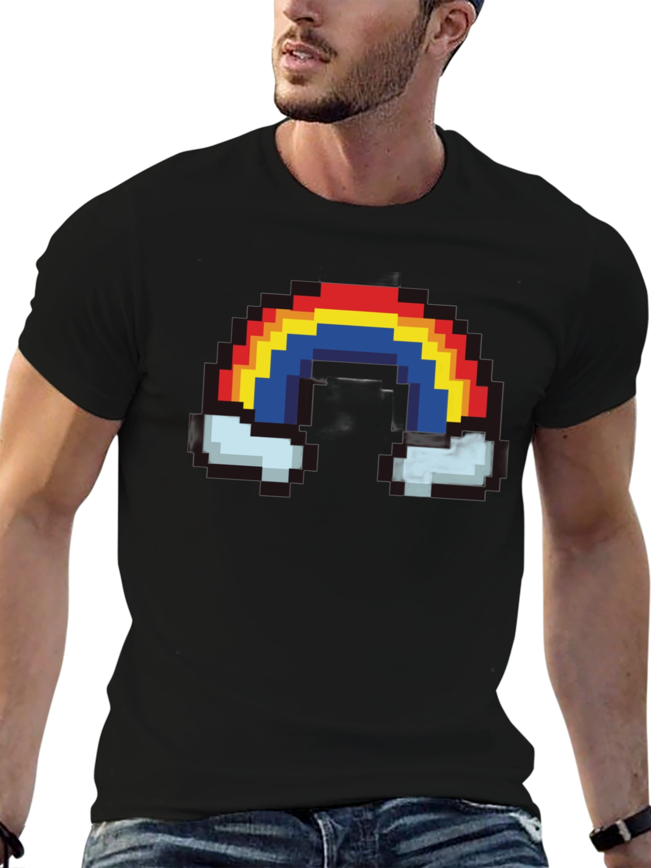 Pixel Rainbow T-Shirt - Retro 8-bit Style