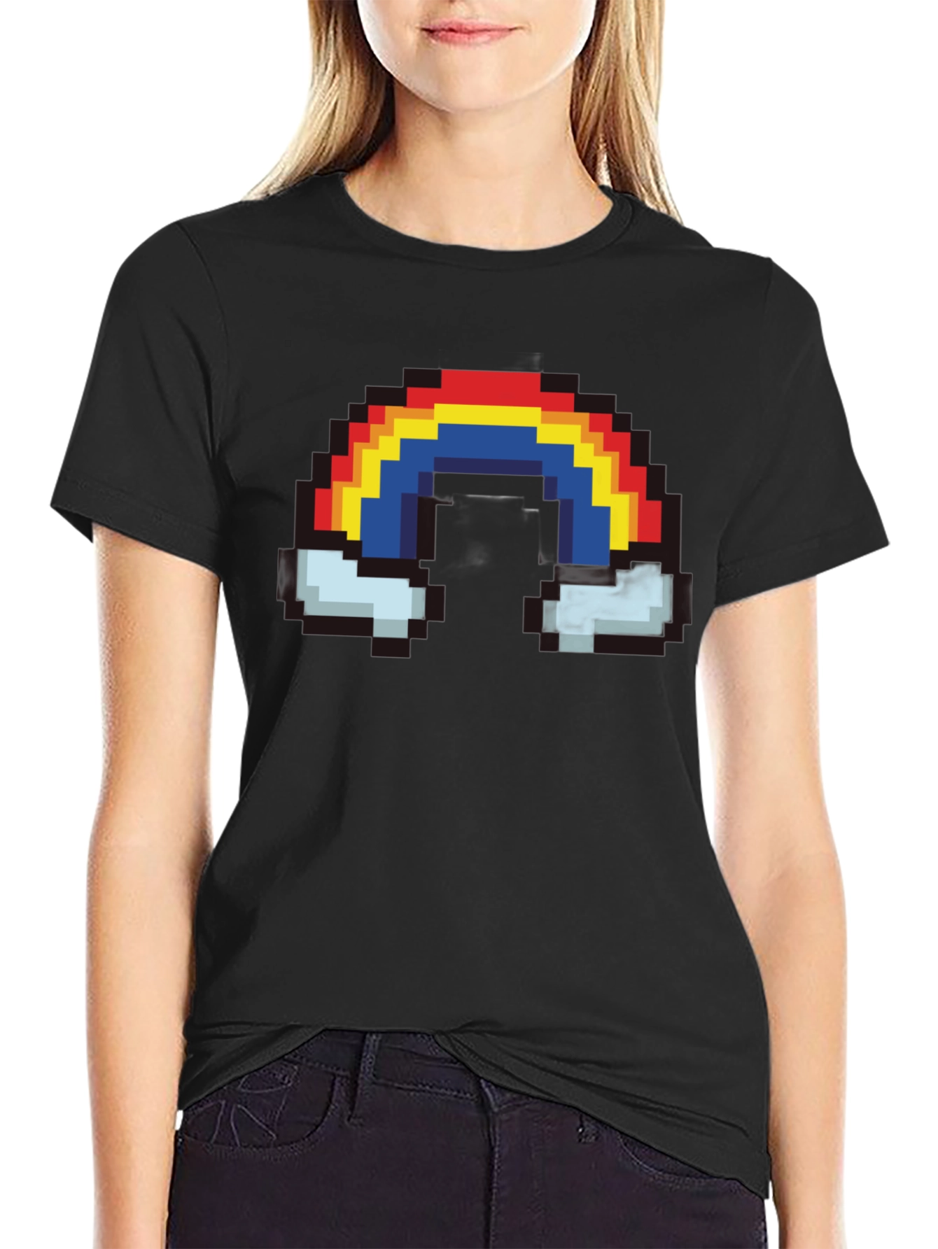Pixel Rainbow T-Shirt - Retro 8-bit Style