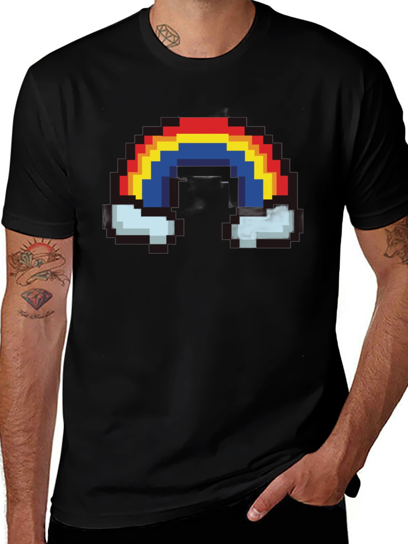 Pixel Rainbow T-Shirt - Retro 8-bit Style