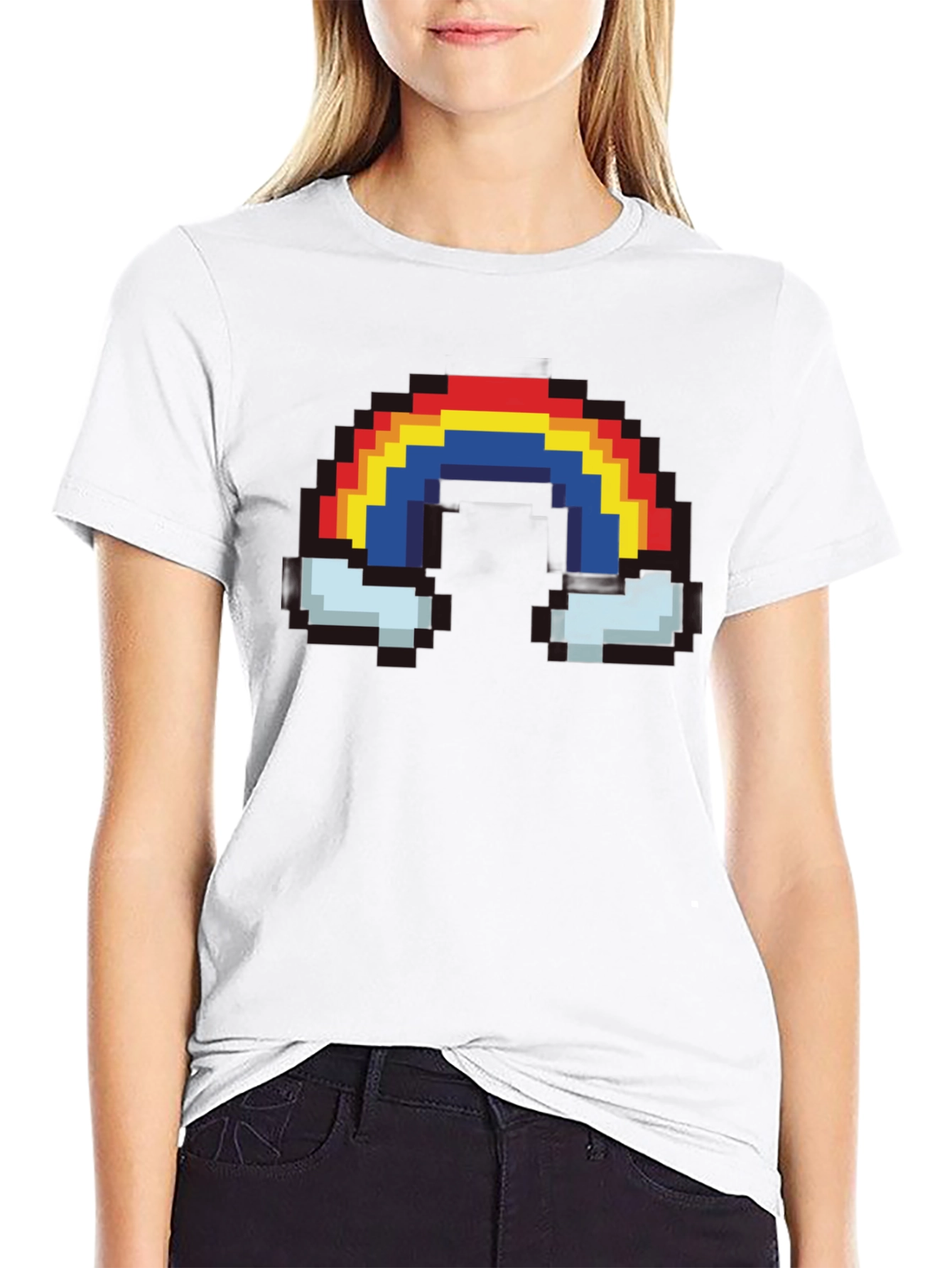 Pixel Rainbow T-Shirt - Retro 8-bit Style