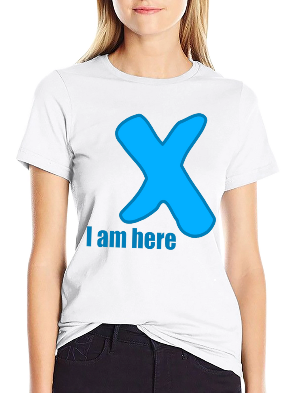 I am here T-Shirt - Blue X