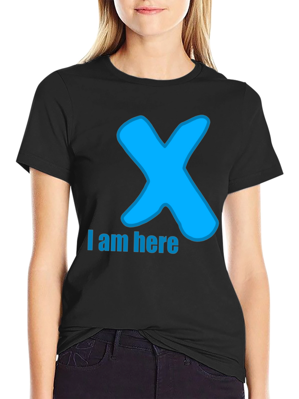 I am here T-Shirt - Blue X