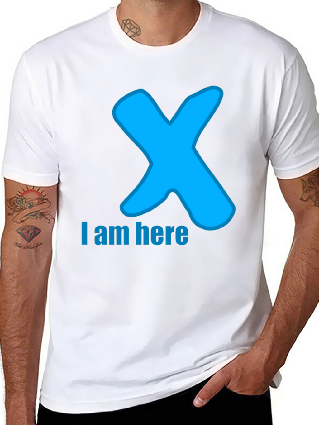 I am here T-Shirt - Blue X