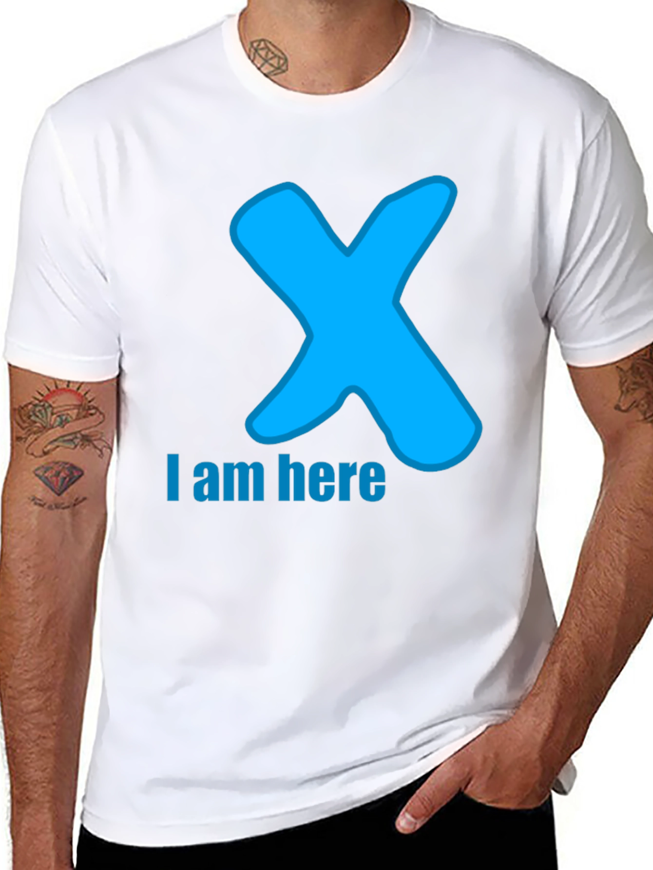 I am here T-Shirt - Blue X
