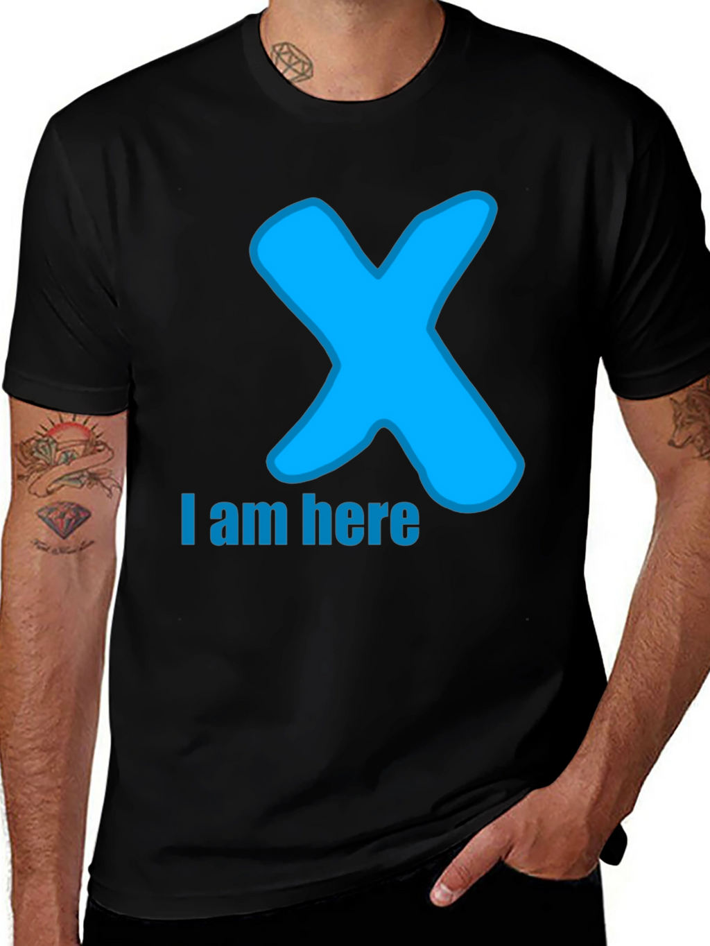 I am here T-Shirt - Blue X