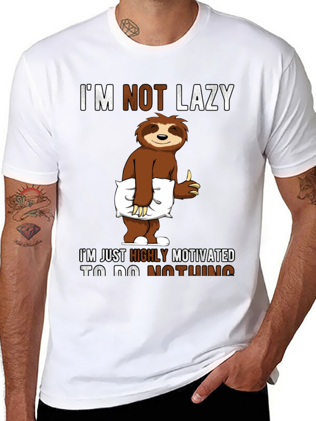 Lazy Sloth Graphic T-Shirt - Motivation Humor Tee