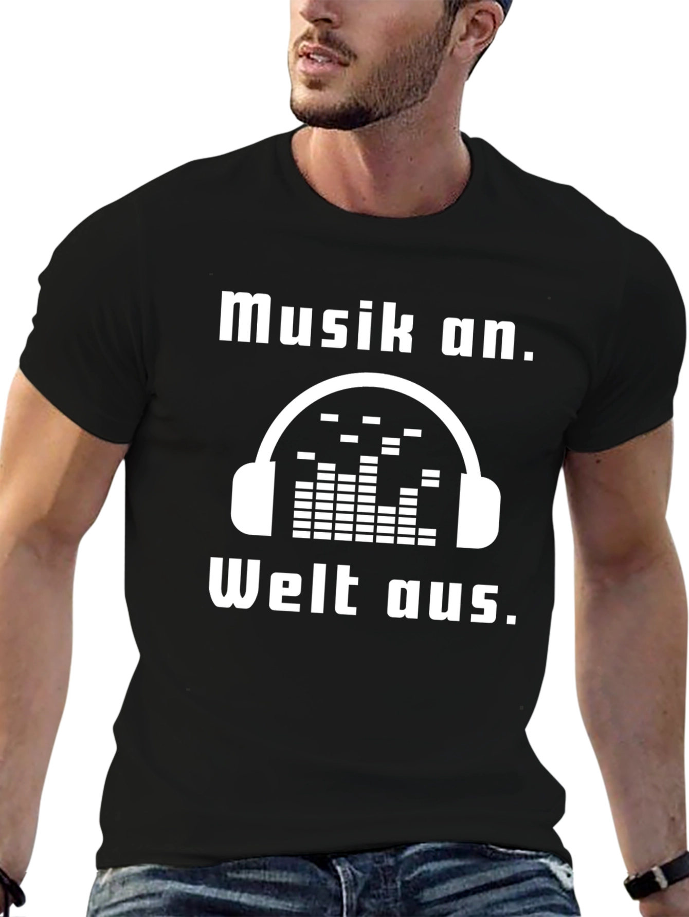 Musik An. Welt Aus. Headphones Graphic Tee