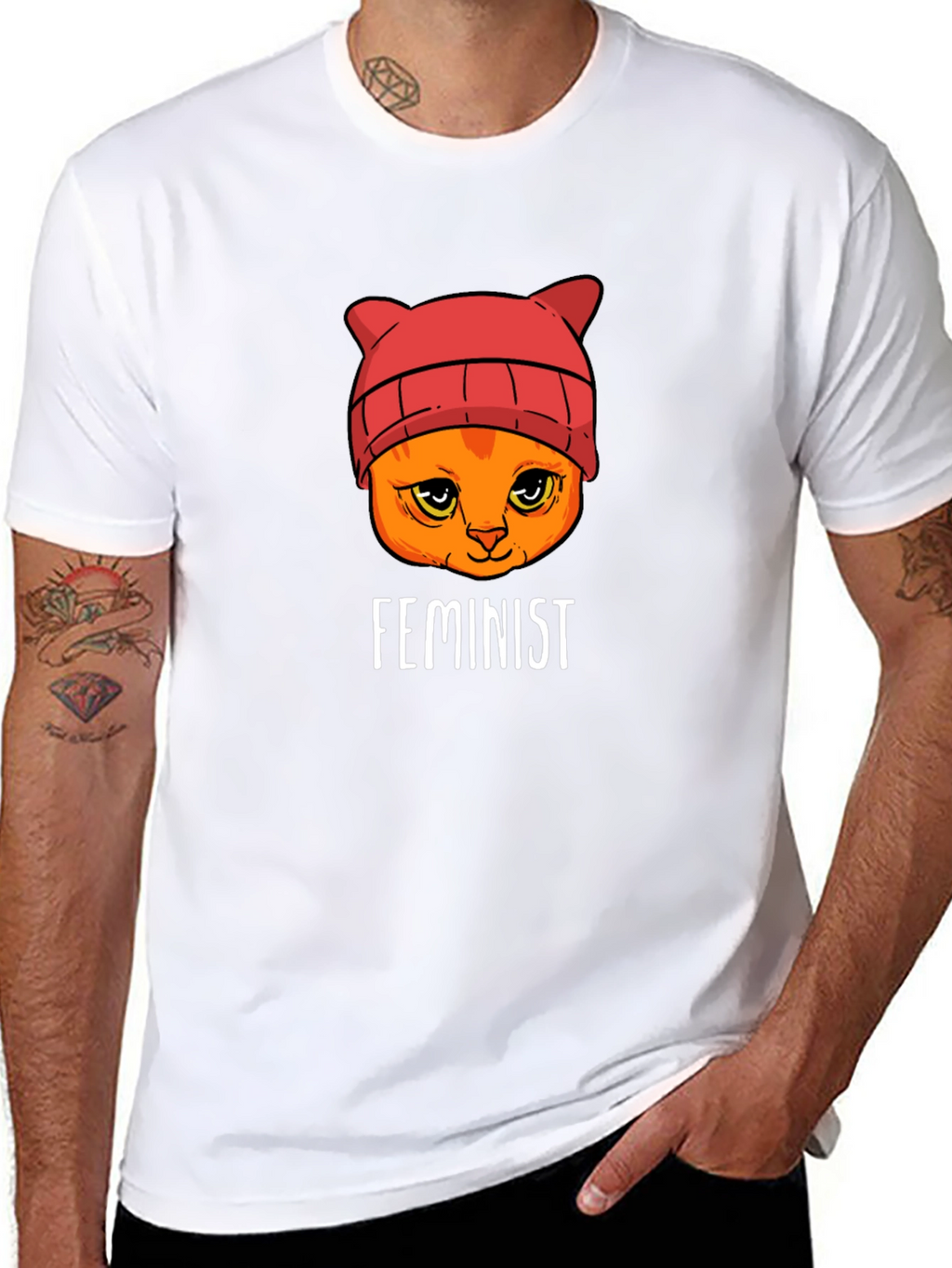 Feminist Cat T-Shirt -  Black Unisex Tee