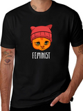 Feminist Cat T-Shirt -  Black Unisex Tee