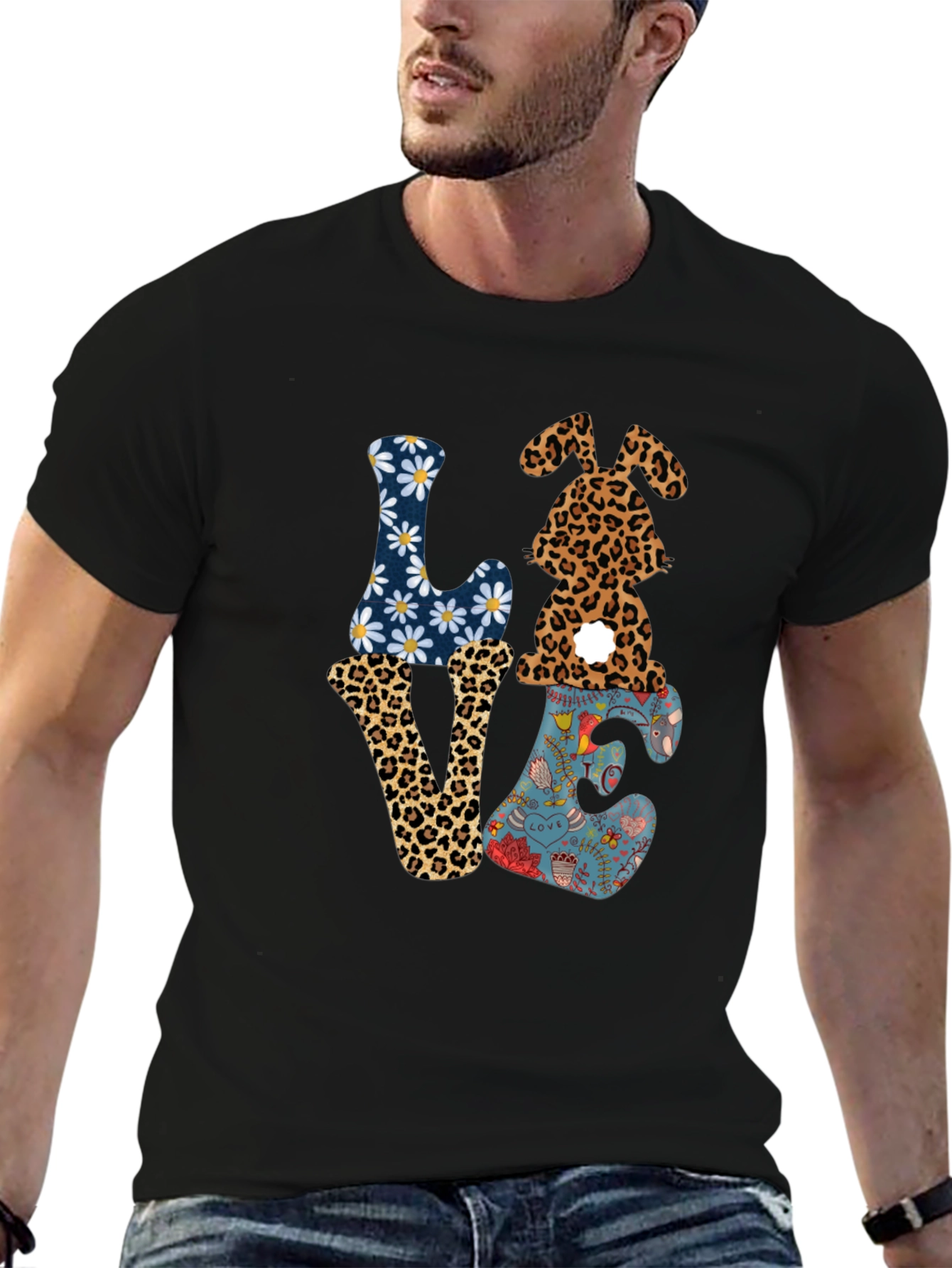 Love Easter Bunny Graphic Tee - Black