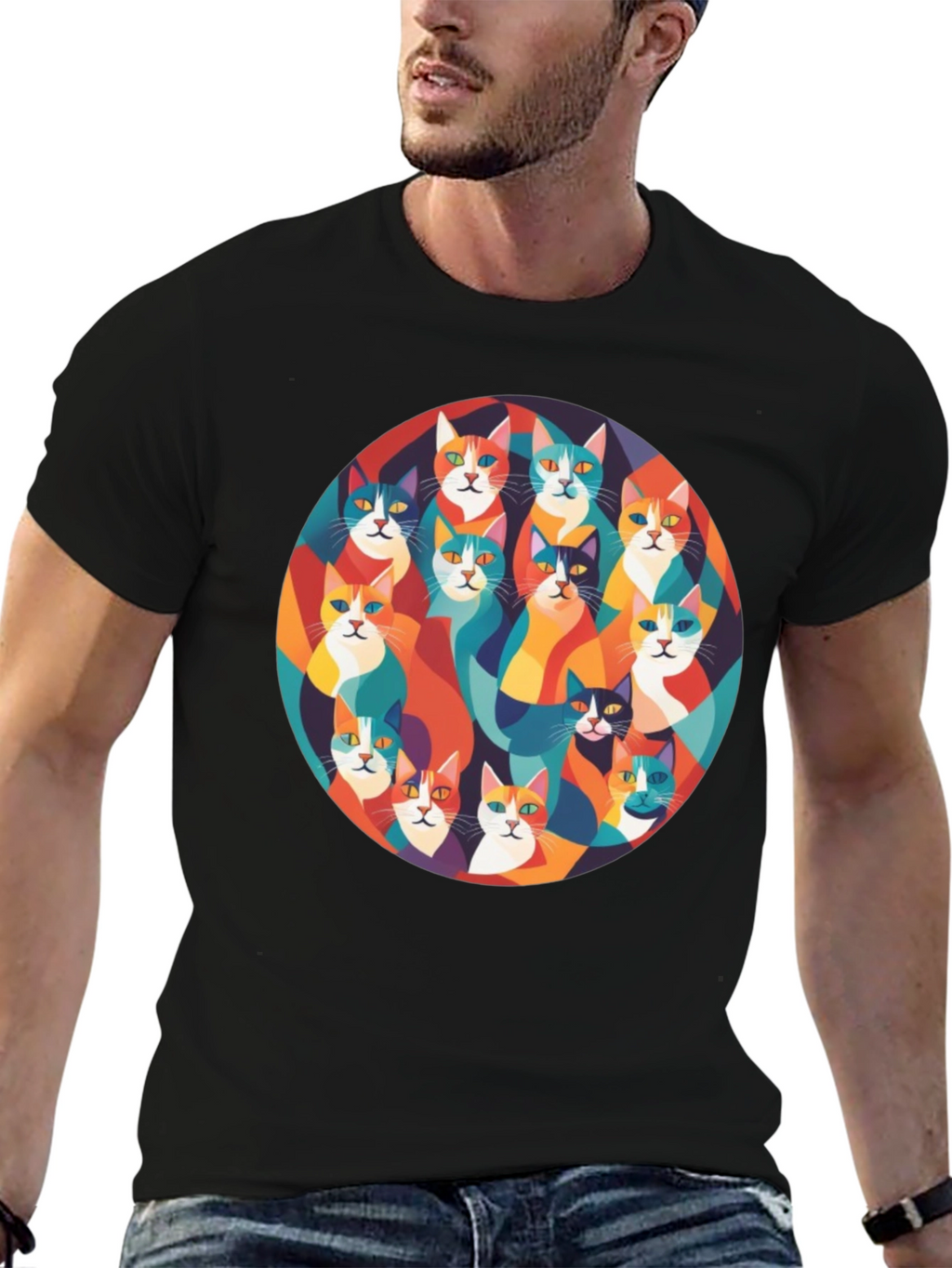 Colorful Cats Graphic T-Shirt