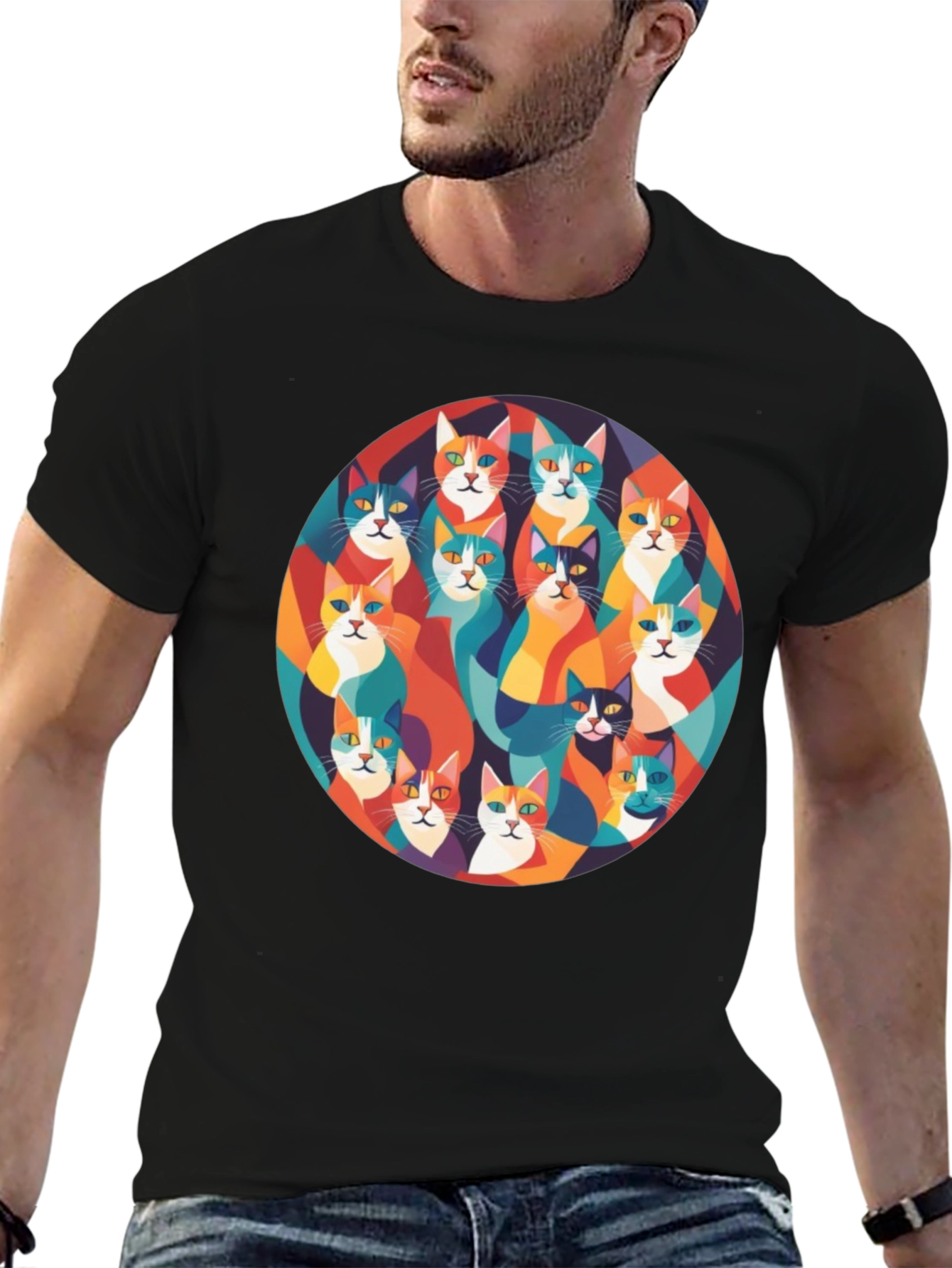 Colorful Cats Graphic T-Shirt