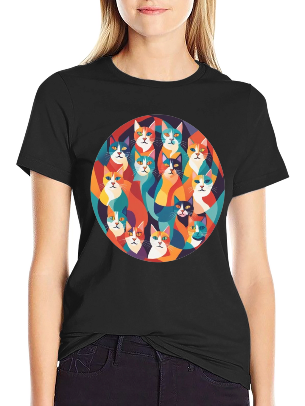 Colorful Cats Graphic T-Shirt