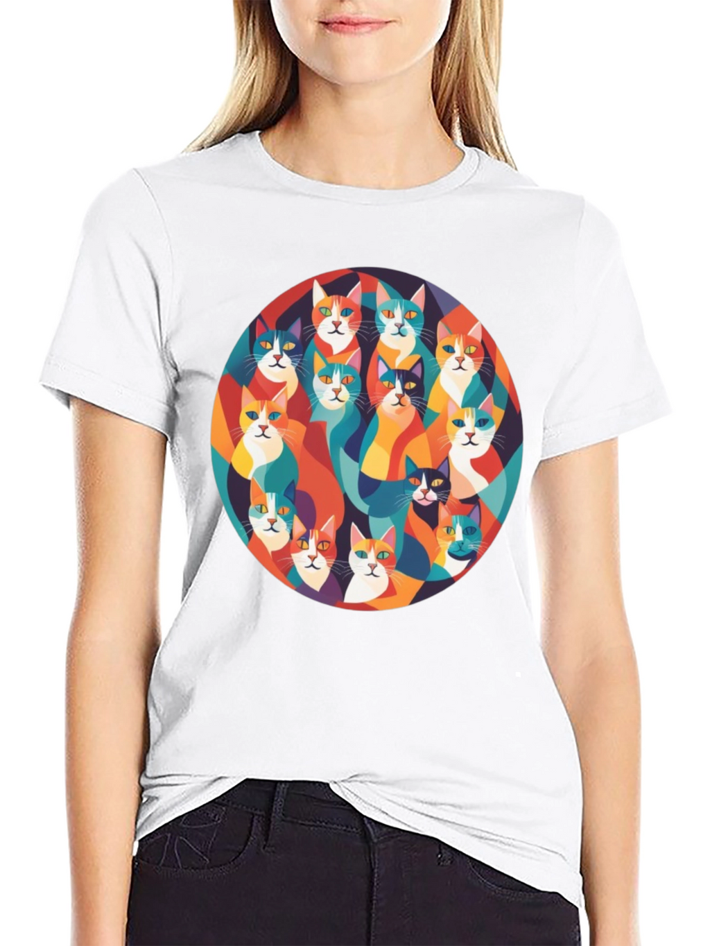 Colorful Cats Graphic T-Shirt