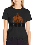 Muscle Dog Lifting Weights Graphic T-Shirt