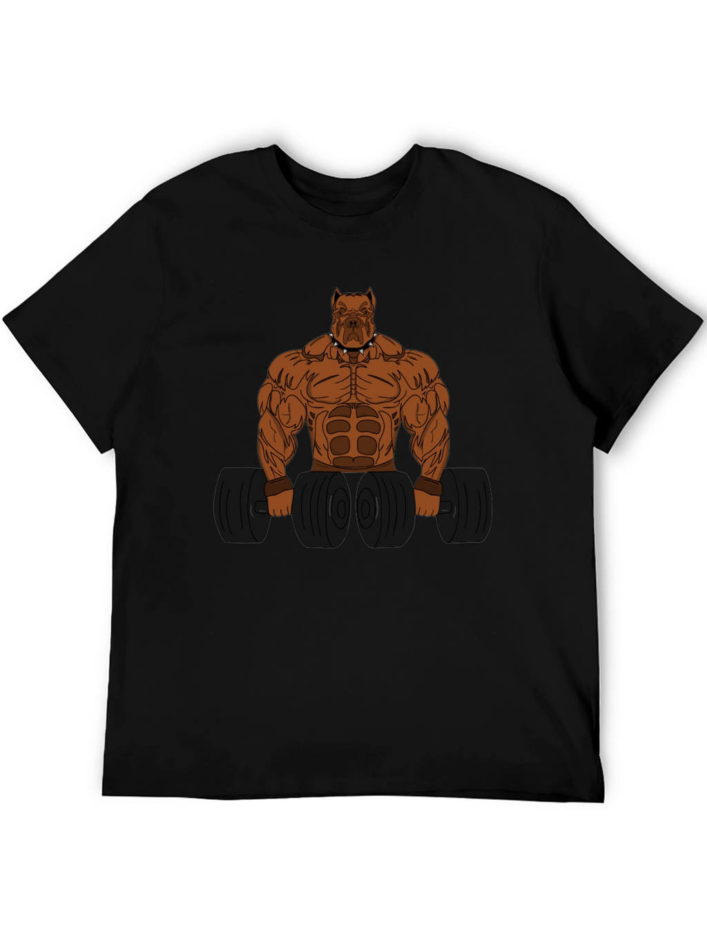 Muscle Dog Lifting Weights Graphic T-Shirt
