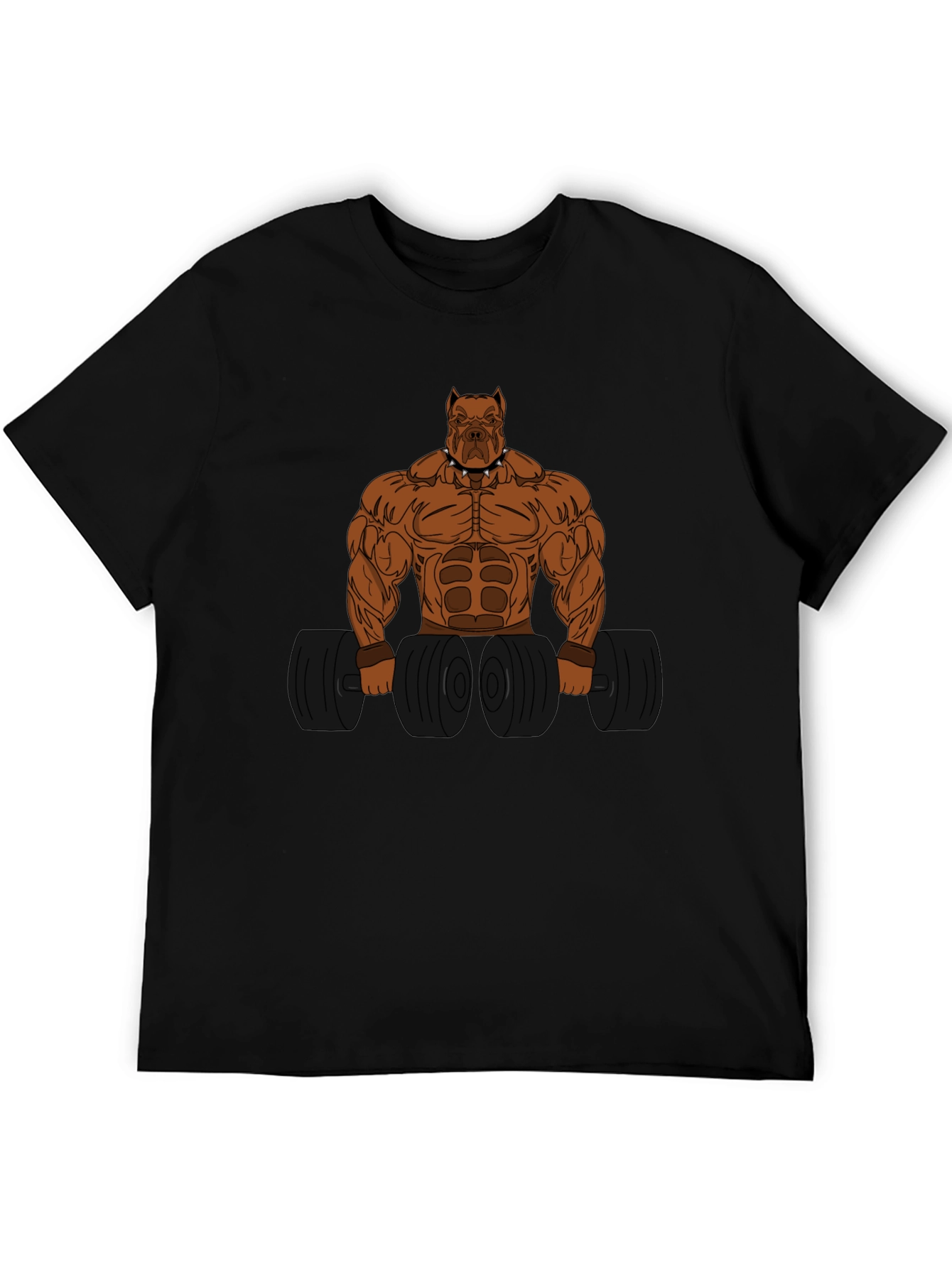 Muscle Dog Lifting Weights Graphic T-Shirt