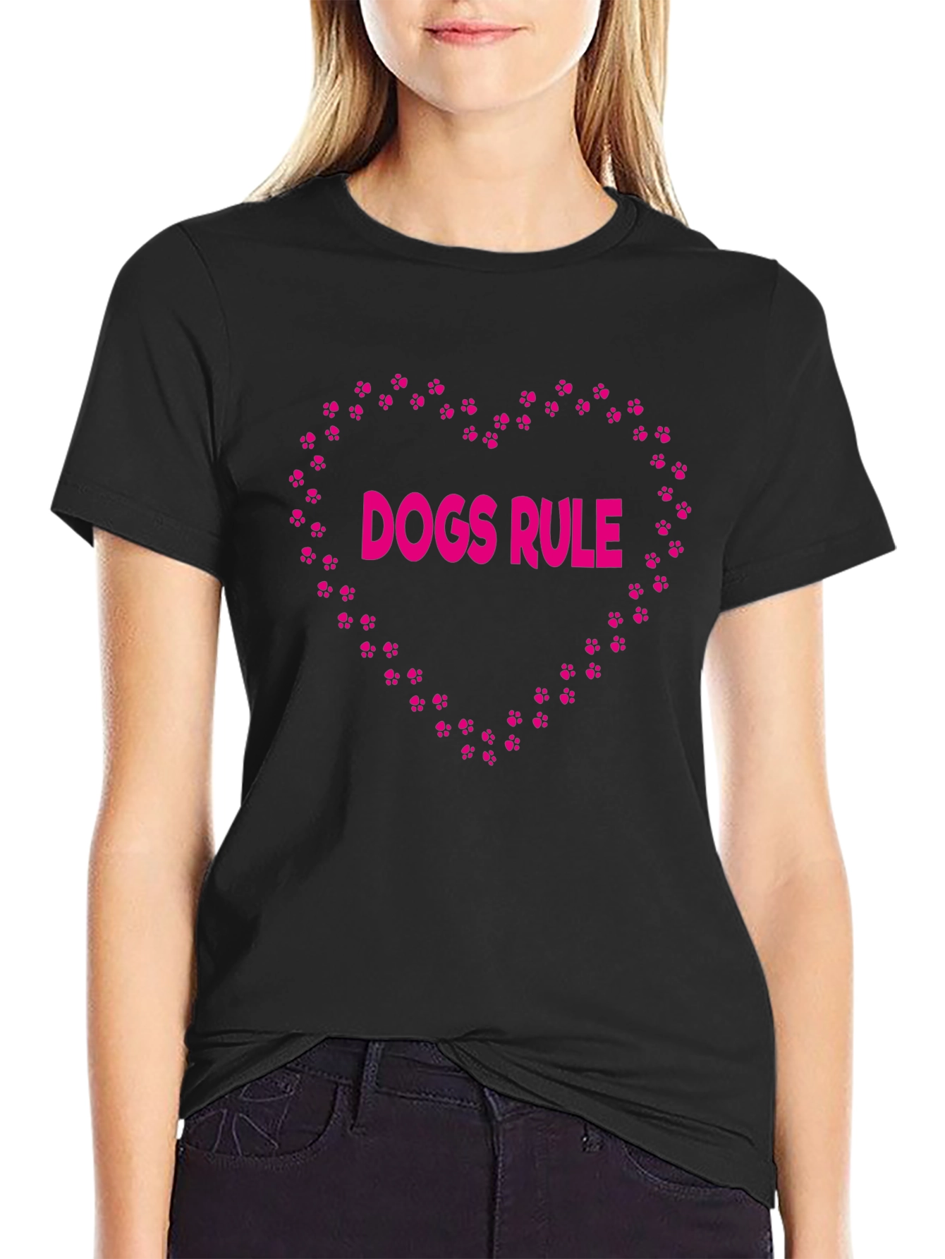 Dogs Rule Heart T-Shirt – Cute Dog Lover Graphic Tee