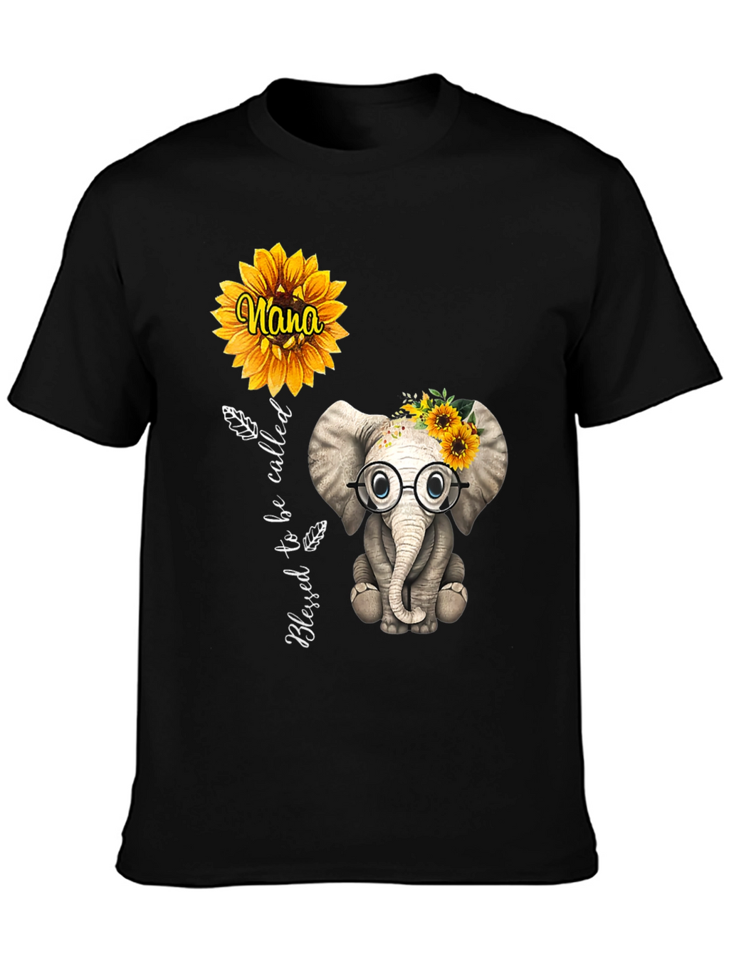 Blessed Nana Elephant Sunflower T-Shirt