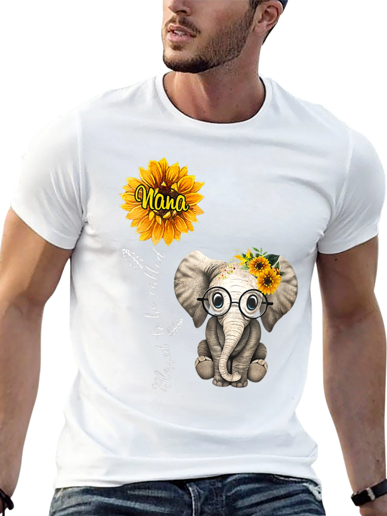 Blessed Nana Elephant Sunflower T-Shirt