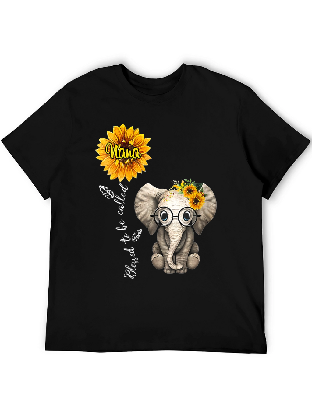 Blessed Nana Elephant Sunflower T-Shirt