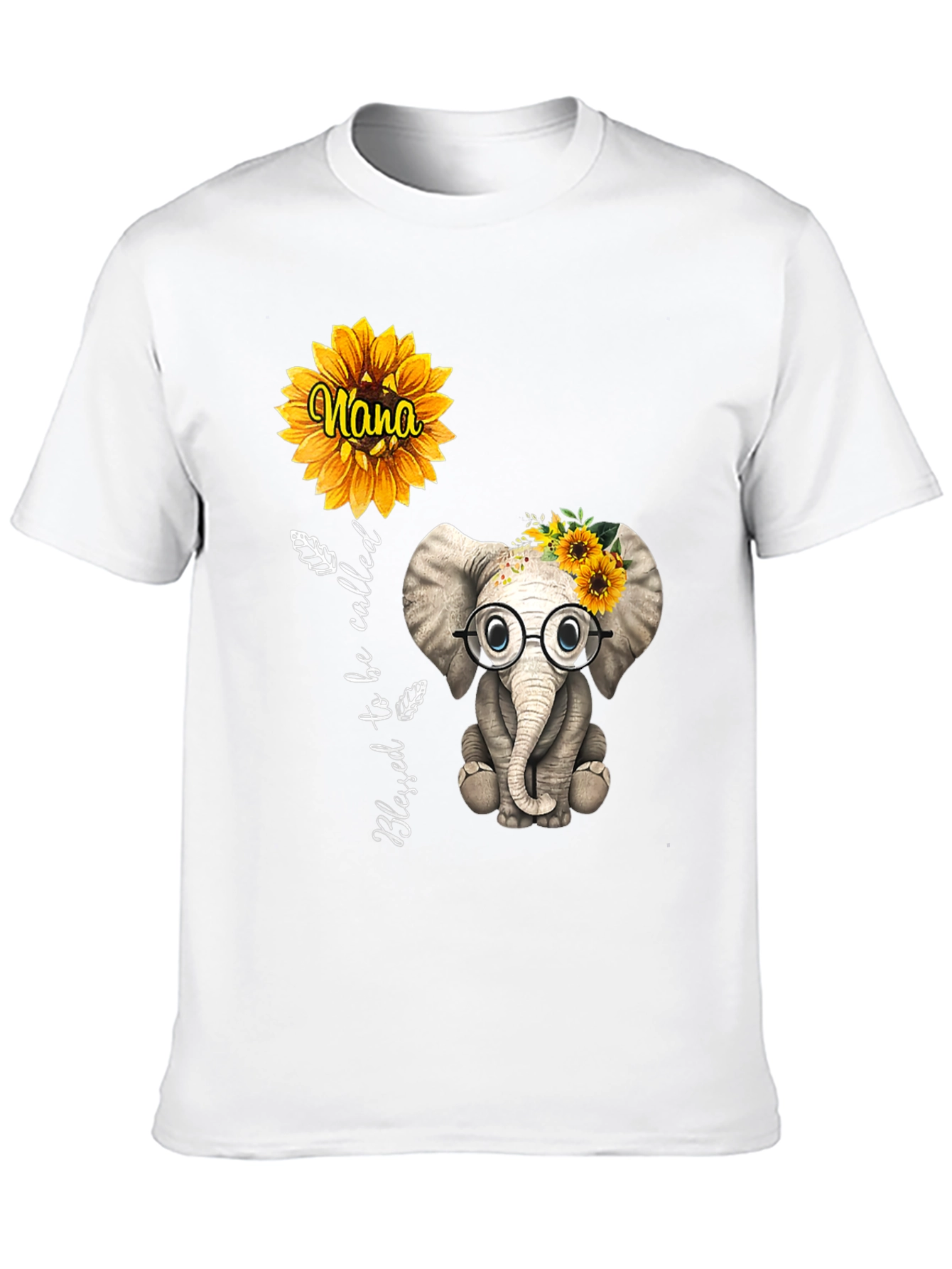 Blessed Nana Elephant Sunflower T-Shirt