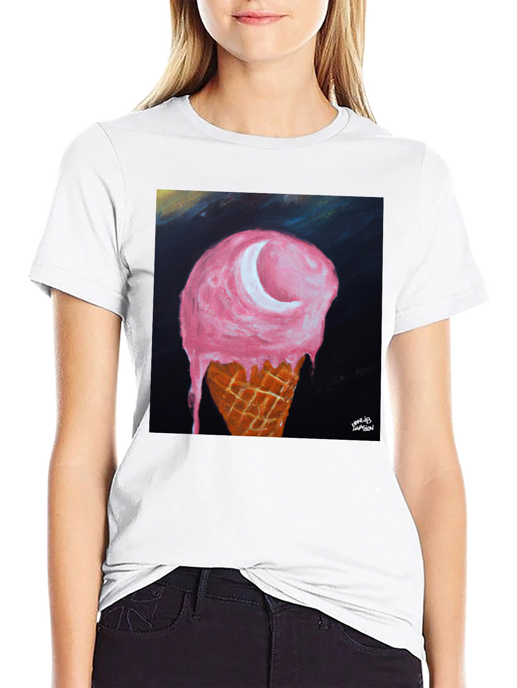 Ice Cream Moon Graphic Tee - Unique Art T-Shirt