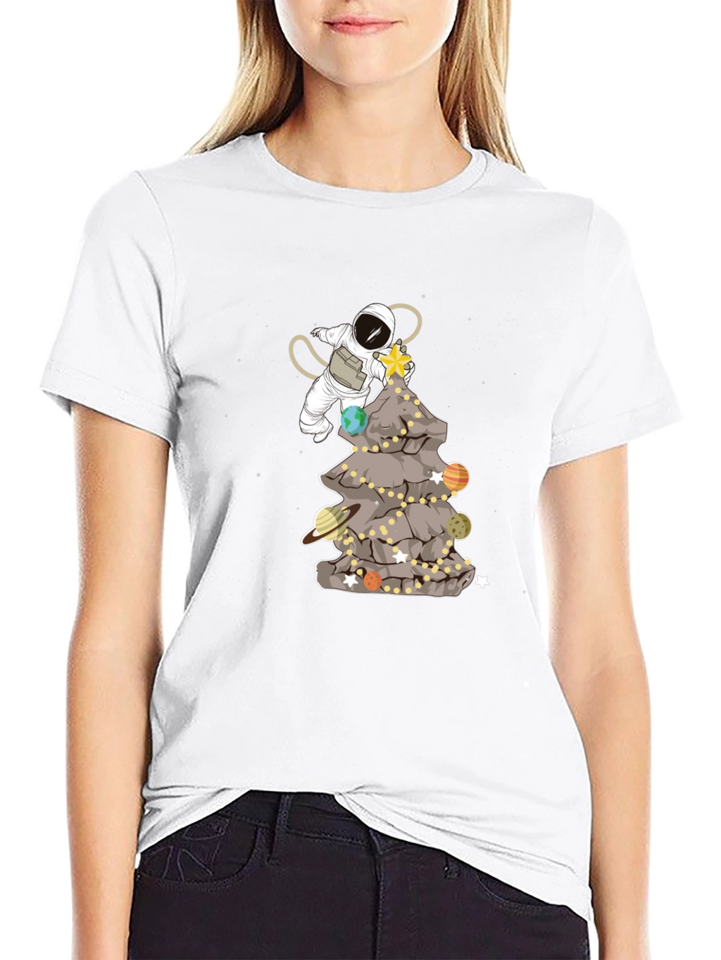 Astronaut Christmas Tree T-Shirt - Space Holiday Tee