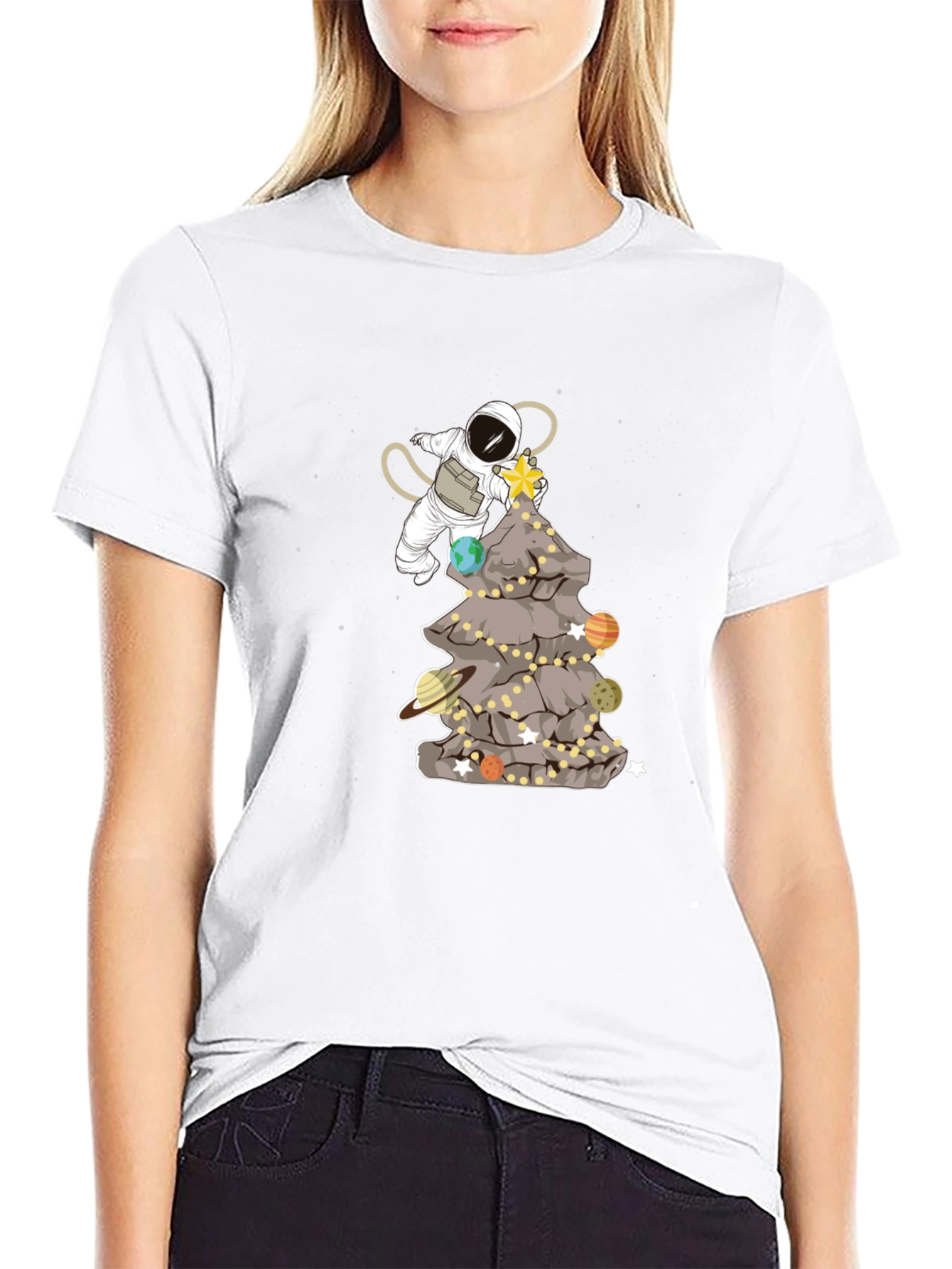 Astronaut Christmas Tree T-Shirt - Space Holiday Tee