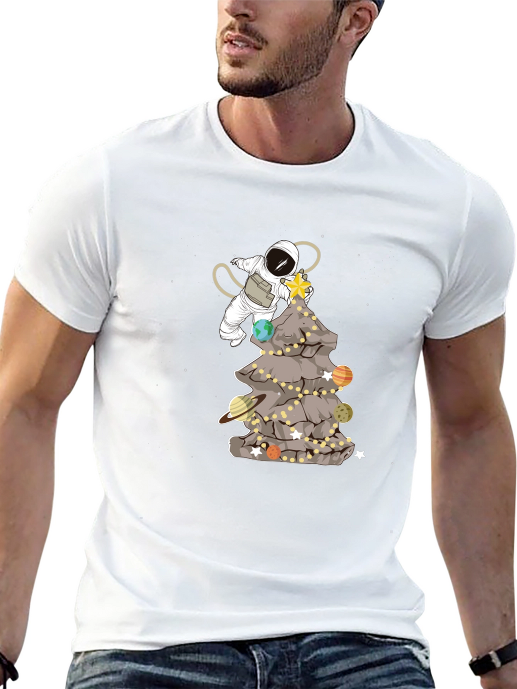 Astronaut Christmas Tree T-Shirt - Space Holiday Tee