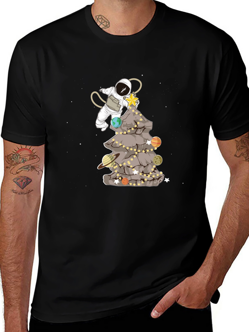 Astronaut Christmas Tree T-Shirt - Space Holiday Tee