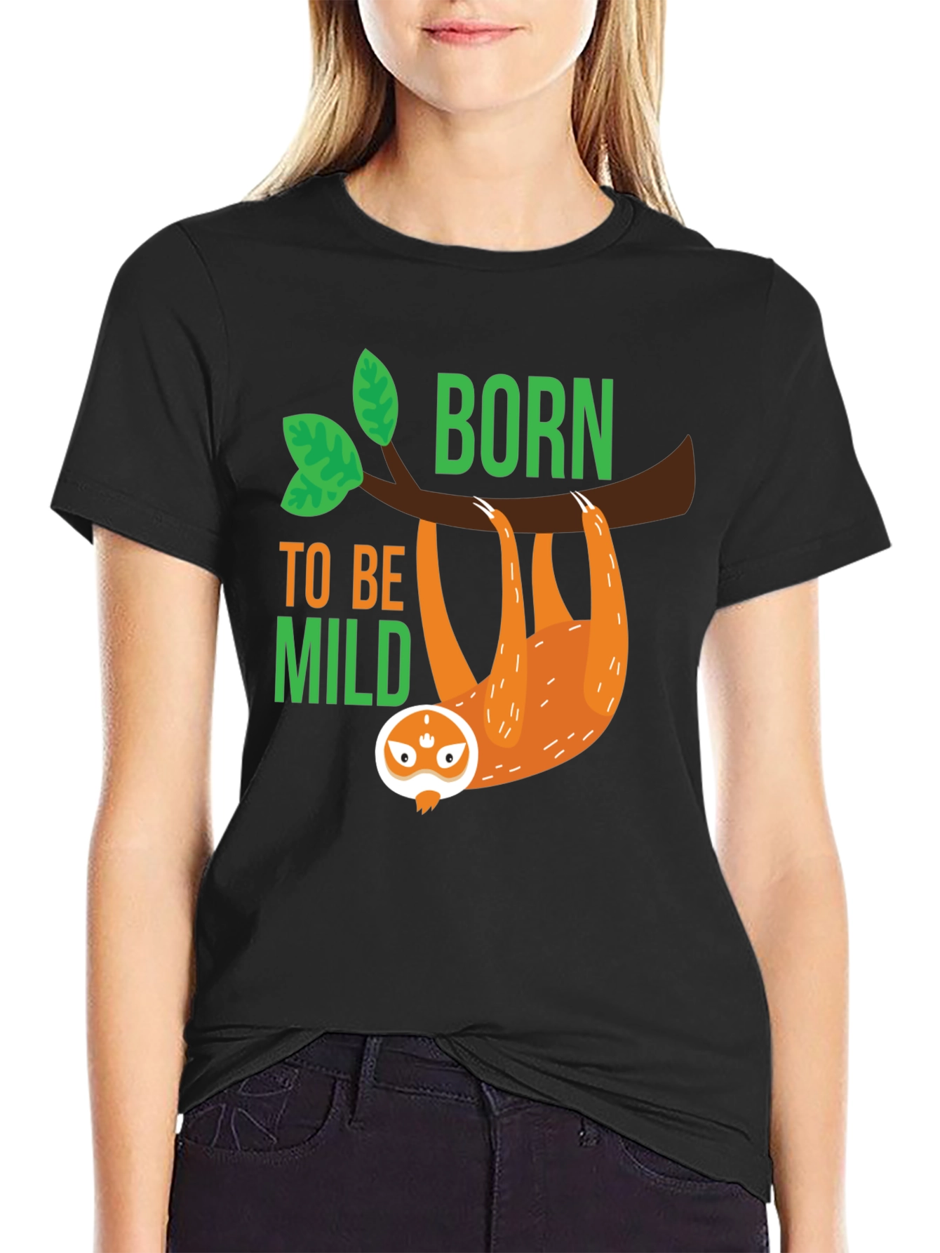 Born to Be Mild Sloth Graphic Tee - Black