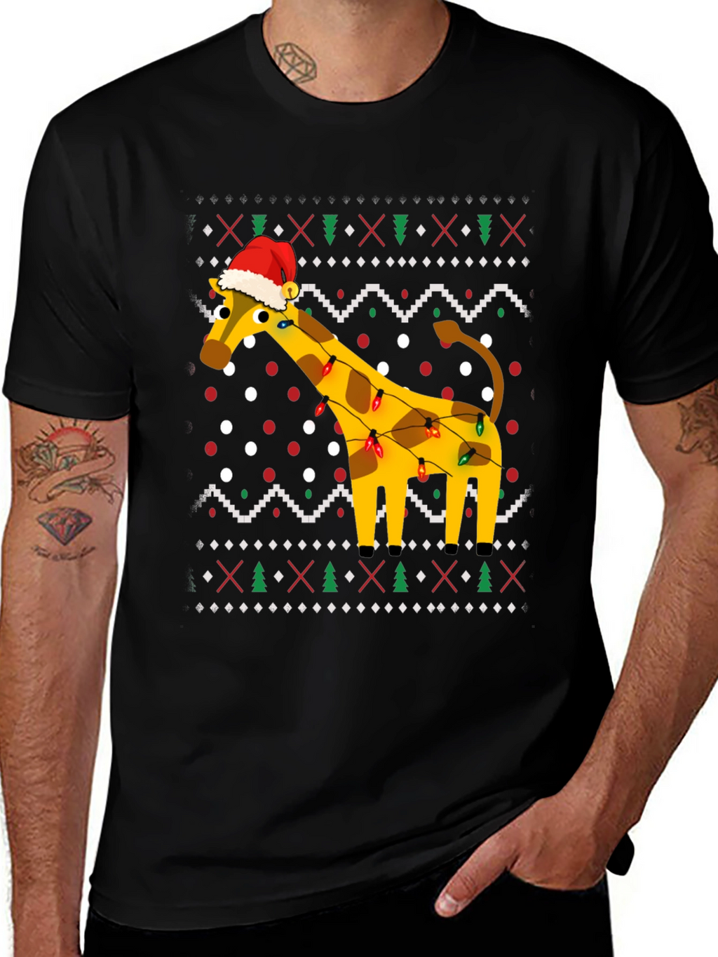 Festive Giraffe Christmas T-Shirt
