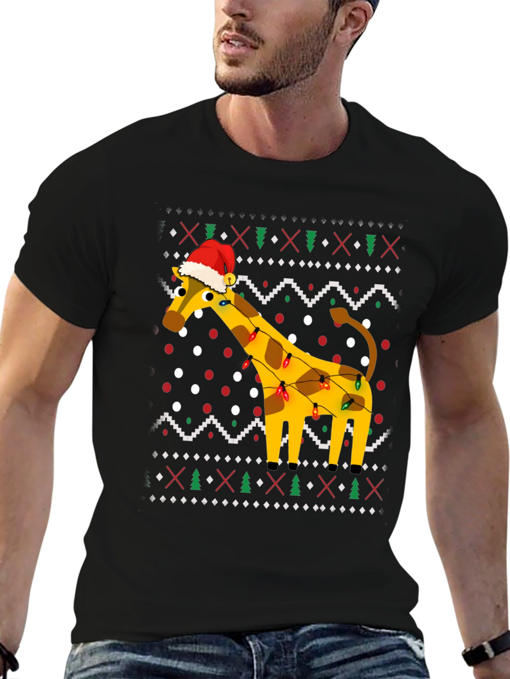 Festive Giraffe Christmas T-Shirt