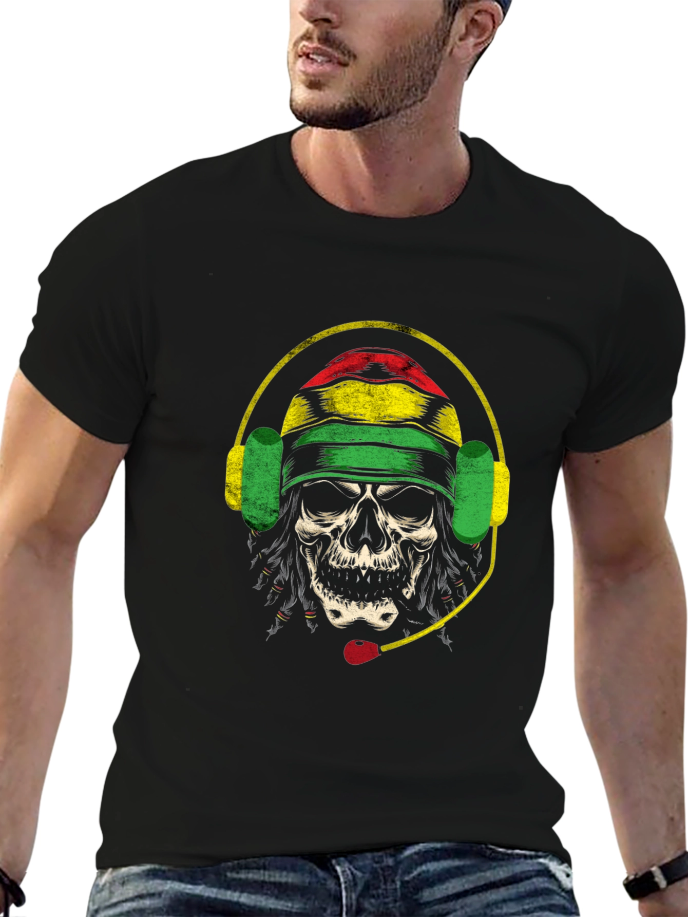 Skull Rastafarian Headset T-Shirt