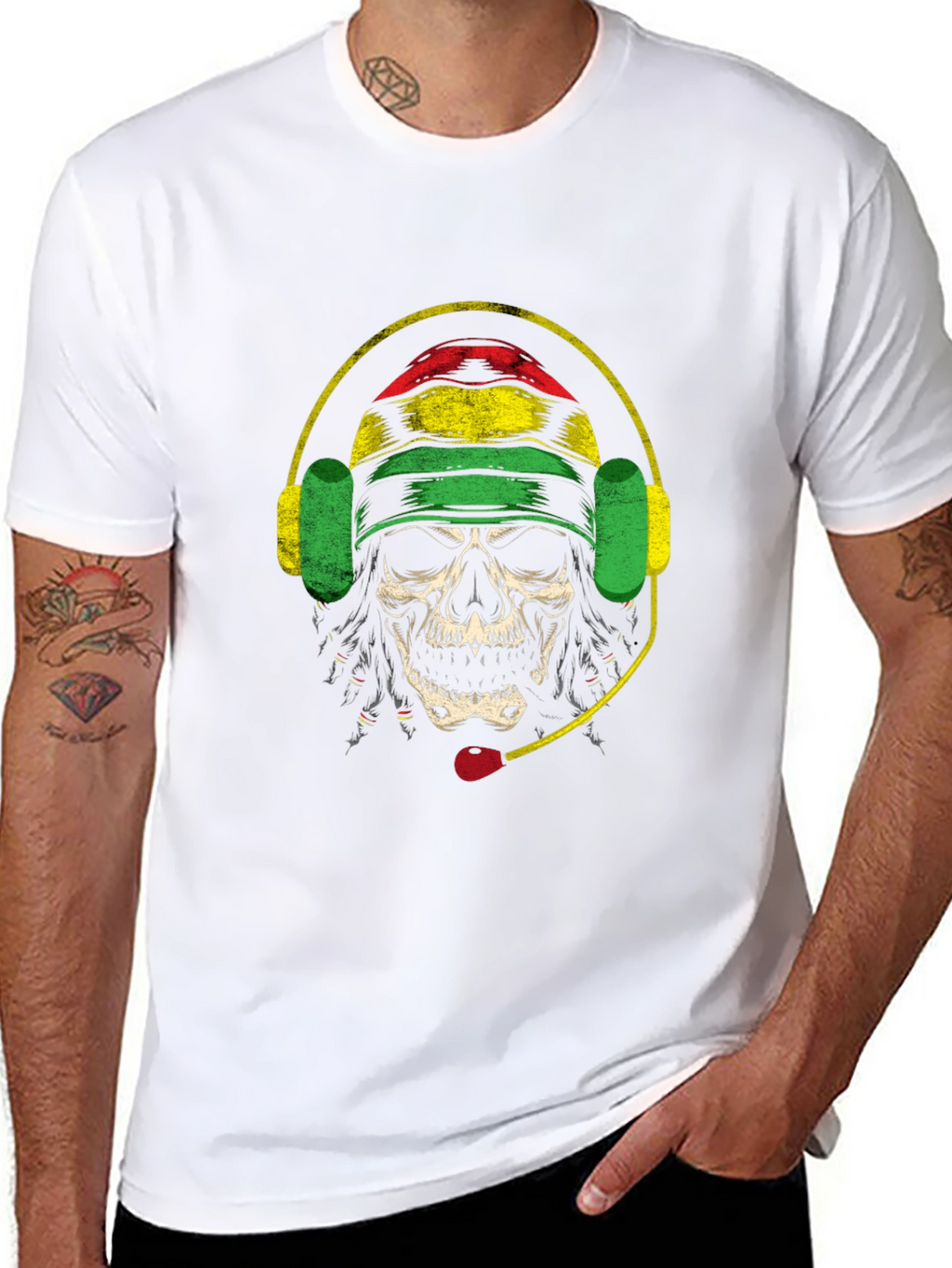 Skull Rastafarian Headset T-Shirt