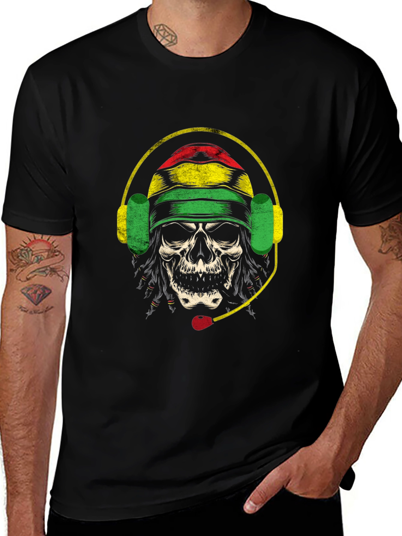 Skull Rastafarian Headset T-Shirt
