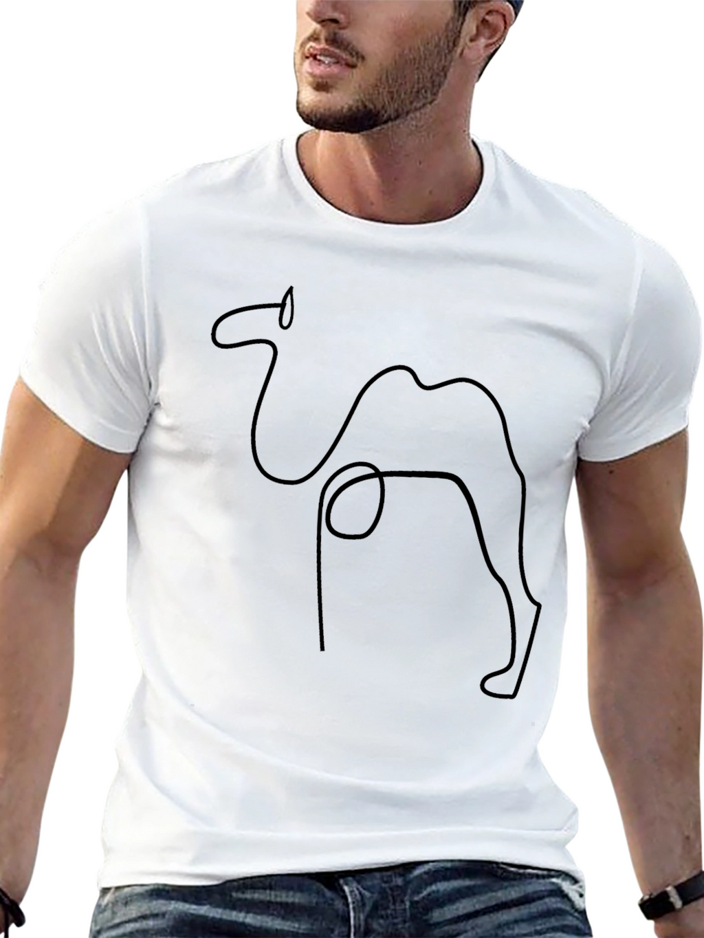Minimalist Camel Outline Black T-Shirt